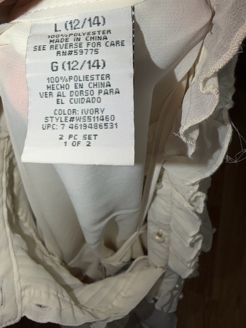 Women's Ivory Ruffle Front Blouse - Picture 9 of 12